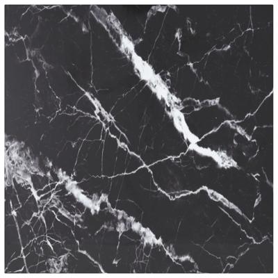 Tafelblad 70x70 cm 6 mm gehard glas met marmeren design zwart