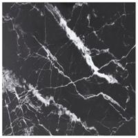 Tafelblad 70x70 cm 6 mm gehard glas met marmeren design zwart