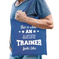 Cadeau tas voor trainers - katoen - 42 x 38 cm - blauw - This is what an awesome trainer looks like