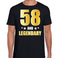 58 and legendary verjaardag cadeau t-shirt - zwart - gouden letters - heren - 58 jaar geworden