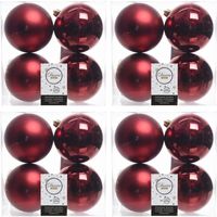 16x Kunststof kerstballen glanzend/mat donkerrood 10 cm kerstboom versiering/decoratie   -