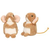 Knuffeldier Muis - 2x - zachte pluche stof - premium kwaliteit knuffels - bruin - 11 cm - thumbnail