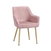 Eetkamerstoelen met armleuningen en metalen poten, pastelroze-bleek goud / 1 - thumbnail