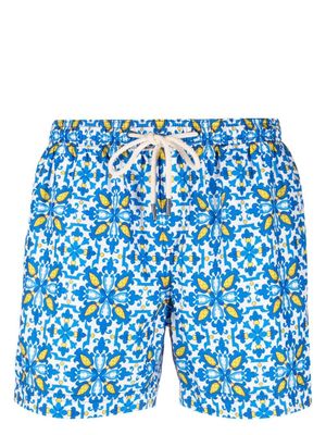 PENINSULA SWIMWEAR short de bain à imprimé géométrique - Bleu