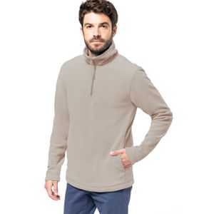 Fleece trui - beige - warme sweater - voor heren - polyester