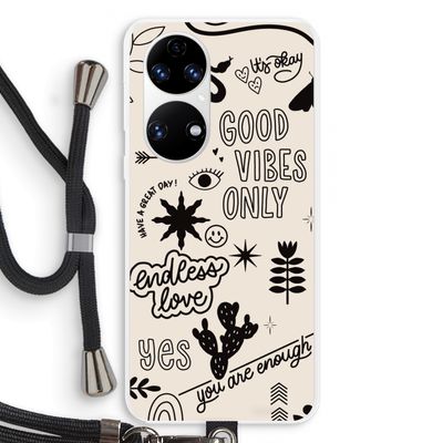 Good vibes: Huawei P50 Transparant Hoesje met koord