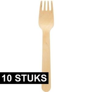 10x Houten wegwerp vorken bestek 16 cm kinderfeestje/verjaardag