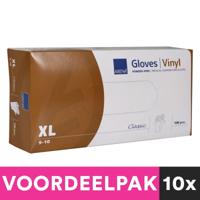 Voorkappers Poedervrije vinyl handschoenen maat extra large 100 stuks voordeelpakket