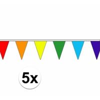 5x Versiering regenboog vlaggenlijn 5 meter