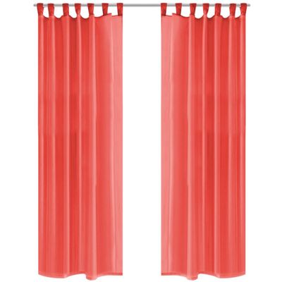 vidaXL Gordijnen voile 140x175 cm rood 2 st vidaXL Gordijnen voile 140x175 cm rood 2 st