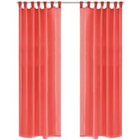 vidaXL Gordijnen voile 140x175 cm rood 2 st - thumbnail