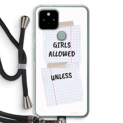 No Girls Allowed Unless: Pixel 5 Transparant Hoesje met koord
