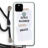 No Girls Allowed Unless: Pixel 5 Transparant Hoesje met koord