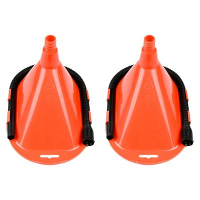 Benson Trechter - 2x - afneembare slang - oranje - kunststof - 20 x 13 cm - vloeistof bijvullen