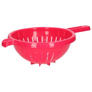 Keuken vergiet/zeef met steel - kunststof - Dia 23 cm x Hoogte 10 cm - fuchsia roze