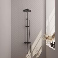 BRAUER Stripe Opbouw Thermostatische Regendouche - SET 01 - 25cm hoofddouche - staaf handdouche - doucheslang - mat zwart 5-S-348