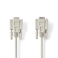 Seriële Kabel | D-SUB 9-Pins Male | D-SUB 9-Pins Female | Vernikkeld | 3.00 m | Rond | PVC | Ivoor
