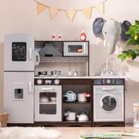 Hoekkeukenset voor Kinderen met Licht en Geluid Fornuis Spoelbak Ijsblokjesmachine Magnetron Wasmachine Afzuigkap Telefoon