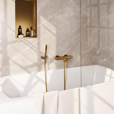 BRAUER Stripe Baddouche Thermostaatkraan - SET 03 - opbouw - wandhouder - staaf handdouche - doucheslang - goud geborsteld PVD 5-GG-342