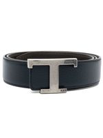 Tod's logo-plaque calf-leather belt - Bleu