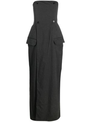 Ioana Ciolacu robe longue à fines rayures - Noir