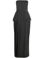 Ioana Ciolacu pinstripe-pattern bandeau-style maxi dress - Noir