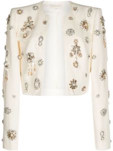 Zuhair Murad cardigan crop à détail de broches - Blanc