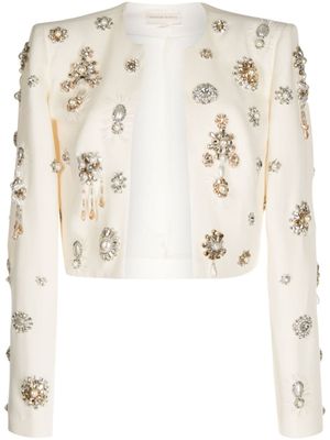 Zuhair Murad cardigan crop à détail de broches - Blanc