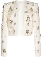 Zuhair Murad cardigan crop à détail de broches - Blanc - thumbnail