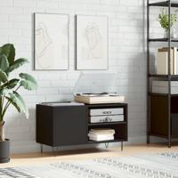 Platenkast 85x38x48 cm bewerkt hout zwart - thumbnail