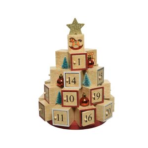 Kerst decoratie adventskalender kerstboom MDF 28 cm