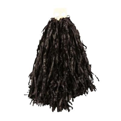 Cheerball - met ringgreep - zwart - 28 cm - pompom - Cheerleader verkleed accessoires