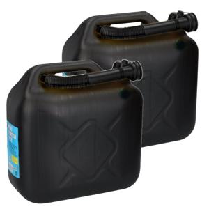 Jerrycan 10 liter zwart voor brandstof - 2x - incl. schenktuit - o.a. voor benzine / diesel