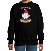 Kersttrui/sweater voor kinderen - Kado Gnoom - zwart - Kerst kabouter - thumbnail