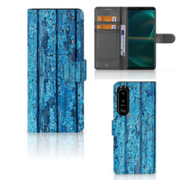 Sony Xperia 5III Book Style Case Wood Blue - thumbnail