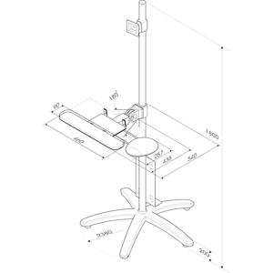 ROLINE PC/LCD rolstandaard, in hoogte verstelbaar, 180cm