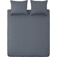 Ten Cate Katoen Satijnen Tweepersoons Dekbedovertrek Streep 200x200/220 cm Donkerblauw