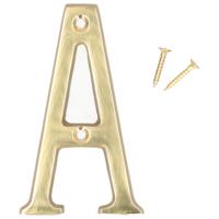 AMIG Huisnummer/letter A - massief messing - 10cm - incl. bijpassende schroeven - gepolijst - goudkl