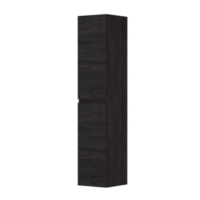 INK Badkamerkast - 35x37x169cm - 2 deuren - links en rechtsdraaiend - greeploos - houten keerlijst - MFC Houtskool eiken 1257408
