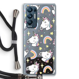 Rainbow Unicorn: Oppo Find X3 Neo Transparant Hoesje met koord
