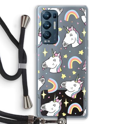 Rainbow Unicorn: Oppo Find X3 Neo Transparant Hoesje met koord