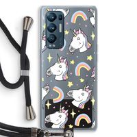 Rainbow Unicorn: Oppo Find X3 Neo Transparant Hoesje met koord