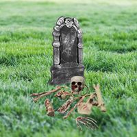 Horror tuin decoratie set kerkhof met grafsteen en bloederige botten - Feestdecoratievoorwerp - thumbnail