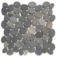 The Mosaic Factory Natural Stone Mozaiek Tegel Pebbles - Dark Grey Marmer Natural 300x300 mm