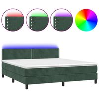 vidaXL Boxspring met matras en LED fluweel donkergroen 180x200 cm