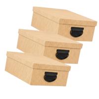 Spullen Opbergdoos box - 3x - goudgeel - 28 x 20 x 11 cm - Karton - Diverse toepassingen
