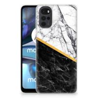 Motorola Moto G22 | TPU | Siliconen hoesje | Marmer Wit Zwart - Origineel Cadeau Man