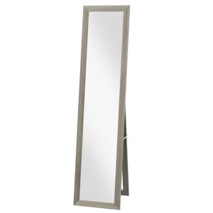 HOMCOM Staande spiegel Vloerspiegel Wandspiegel, inclusief wandbevestiging, houtlook, 37 cm x 40 cm x 155 cm, Bruin