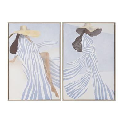 Schilderij Home ESPRIT Blauw Wit Mediterrane (2 Stuks)