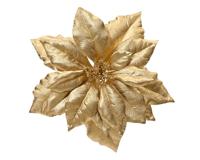 Poinsettia op clip 24 cm goud Poinsettia op clip 24 cm goud